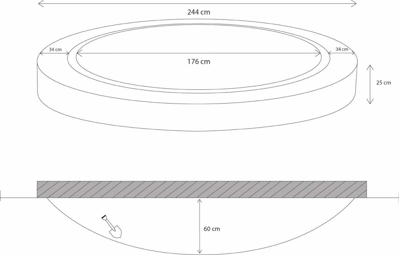 Formaat van de Salta trampoline.