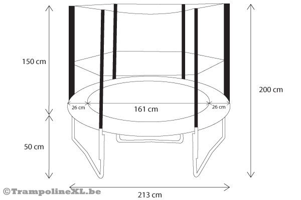 Het formaat van de Salta All-in 213 met veiligheidsnet.